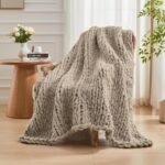 Carriediosa Chunky Knit Throw Blanket 50" X 60", 100% Hand Made Large Chenille L... - Image 7