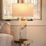 JONATHAN Y 27.5" White/Gold Modern Alabaster LED Table Lamp for Home Decor, Whit... - Image 3
