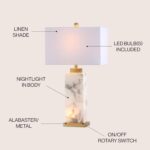 JONATHAN Y 27.5" White/Gold Modern Alabaster LED Table Lamp for Home Decor, Whit... - Image 4