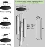 6-Rings Modern Chandelier, LED Black Large Contemporary Light for Staircase, Dim... - Image 4