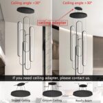 6-Rings Modern Chandelier, LED Black Large Contemporary Light for Staircase, Dim... - Image 5