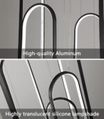 6-Rings Modern Chandelier, LED Black Large Contemporary Light for Staircase, Dim... - Image 7