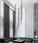 6-Rings Modern Chandelier, LED Black Large Contemporary Light for Staircase, Dim... - Image 9