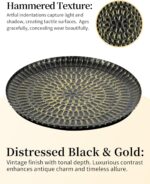 Romadedi Round Decorative Candle Tray - 11.8 Inch Vintage Hammered Metal Trays w... - Image 7