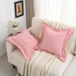 FUTEI Pack of 2 Solid Scalloped Bordered Throw Pillow Covers 18x18 Inch Soft Che... - Image 5