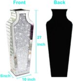Allartonly Floor Crushed Diamond Mirrored Vase 27" Tall, Crystal Silver Glass De... - Image 4