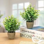 FAVOWREATH 2 Pack Fake Plants Ceramic Mini Artificial Greenery Potted Plants for... - Image 3
