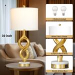 Cinyirong 30" White and Gold Table Lamps Set of 2 for Living Room, Modern Touch ... - Image 3