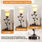 Touch Control Table Lamp with 2 USB Charging Ports, 3-Way Dimmable Bedside Night... - Image 5