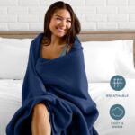 Bare Home Polar Fleece Blanket - Throw - Dark Blue - Warm & Cozy - Premium Fleec... - Image 4