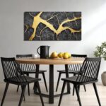 DNIEOTU Abstract Wall Art for Living Room, Black and Gold Hand-Painted Canvas Wa... - Image 8
