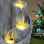31" Modern Outdoor Water Fountain with LED Lights, 5-Tier Twist Pedestal Bowl Ga... - Image 4