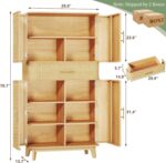 HUAHUU 71" Tall Pantry Cabinet, Kitchen Pantry Storage Cabinets with 4 Rattan Do... - Image 3