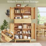 HUAHUU 71" Tall Pantry Cabinet, Kitchen Pantry Storage Cabinets with 4 Rattan Do... - Image 4