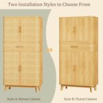HUAHUU 71" Tall Pantry Cabinet, Kitchen Pantry Storage Cabinets with 4 Rattan Do... - Image 6