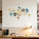 Wall Clocks for Living Room Decor,Large Wall Clock,3D Creative Metal Ginkgo Leaf... - Image 5