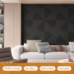WOWSTAR 12-Pack 3D Wall Panels 19.7" x 19.7", Black Slat Wall Panels for Living ... - Image 3