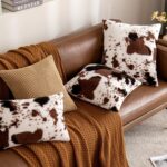 Woaboy Pack of 2 Luxury Faux Fur Throw Pillow Covers Cowhide Decorative Soft Flu... - Image 5