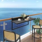 Sundale Outdoor 40" Large Folding Balcony Table for Railing, Patio HDPE Bar Adju... - Image 8