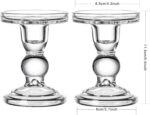 Glass Candle Holder Set of 4 Clear Candlestick Holders for Pillar Taper and Teal... - Image 3