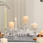 Glass Candle Holder Set of 4 Clear Candlestick Holders for Pillar Taper and Teal... - Image 8
