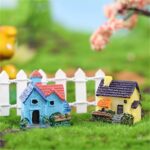JANOU 8Pcs Mini House Micro Landscape Miniature Decoration Resin Figurine Plant ... - Image 4