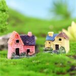 JANOU 8Pcs Mini House Micro Landscape Miniature Decoration Resin Figurine Plant ... - Image 5