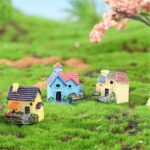 JANOU 8Pcs Mini House Micro Landscape Miniature Decoration Resin Figurine Plant ... - Image 6