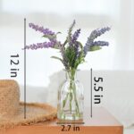 Abzo Fake Flowers- Artificial Lavender Plants in Glass Vase with Faux Water,Faux... - Image 3