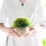 Opps Artificial Plastic Mini Plants Unique Fake Fresh Green Grass Flower in Gray... - Image 5