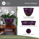 The HC Companies 12 Inch Pizzazz Round Planter Pots with Ceramic Look, Lightweig... - Image 3