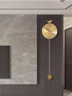 Brass Grid Pendulum Wall Clock - Modern Minimalist Silent Swaying Clock, Creativ... - Image 6