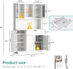 Vongrasig Kitchen Pantry Cabinet, Farmhouse Kitchen Hutch Tall Storage Cabinet w... - Image 3