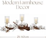 Magnolia Vine Driftwood Farmhouse Table Centerpiece - 3pc Candle Holder Set - Pr... - Image 5