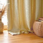 MYRU 2 Panels Set Semi Blackout Gold Curtains for Living Room Embossed Flower Cu... - Image 6