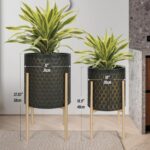 Oakrain Mid Century Planters for Indoor Plants, Set of 2, Modern Decorative Meta... - Image 3