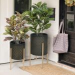 Oakrain Mid Century Planters for Indoor Plants, Set of 2, Modern Decorative Meta... - Image 4