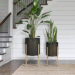 Oakrain Mid Century Planters for Indoor Plants, Set of 2, Modern Decorative Meta... - Image 6