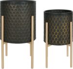 Oakrain Mid Century Planters for Indoor Plants, Set of 2, Modern Decorative Meta... - Image 10