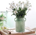 SHMILMH Glass Flower Vase with Handle – 8 Inches Rustic Imitation Ceramic Vase f... - Image 3