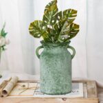 SHMILMH Glass Flower Vase with Handle – 8 Inches Rustic Imitation Ceramic Vase f... - Image 7