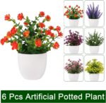 Yoratee Artificial Small Plant 6pcs Fake Flower Potted Plant Bathroom Faux Plant... - Image 3