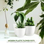 Utopia Home Plant Pots Indoor with Drainage Holes – Set of 5 White Plastic Flowe... - Image 6