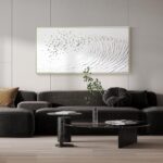 White Hand Painted Oil Painting Wall Art - Large Framed Ocean Waves 3D Textured ... - Image 5