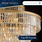 Crystal Chandeliers Large 40" 28 Lights Modern Round Chandelier Luxury Gold 7-Ti... - Image 5