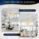 Crystal Chandeliers Large 40" 28 Lights Modern Round Chandelier Luxury Gold 7-Ti... - Image 6