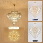 Crystal Chandeliers Large 40" 28 Lights Modern Round Chandelier Luxury Gold 7-Ti... - Image 7