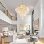 Crystal Chandeliers Large 40" 28 Lights Modern Round Chandelier Luxury Gold 7-Ti... - Image 8