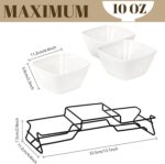 ZENFUN 10 oz Square Bowl Chip & Dip Serving Set, Pocelain Ramekin Bowls with Met... - Image 3