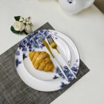 Fine Bone China Dinnerware Set for 4, 12-Piece Blue and White Porcelain Dinnerwa... - Image 3